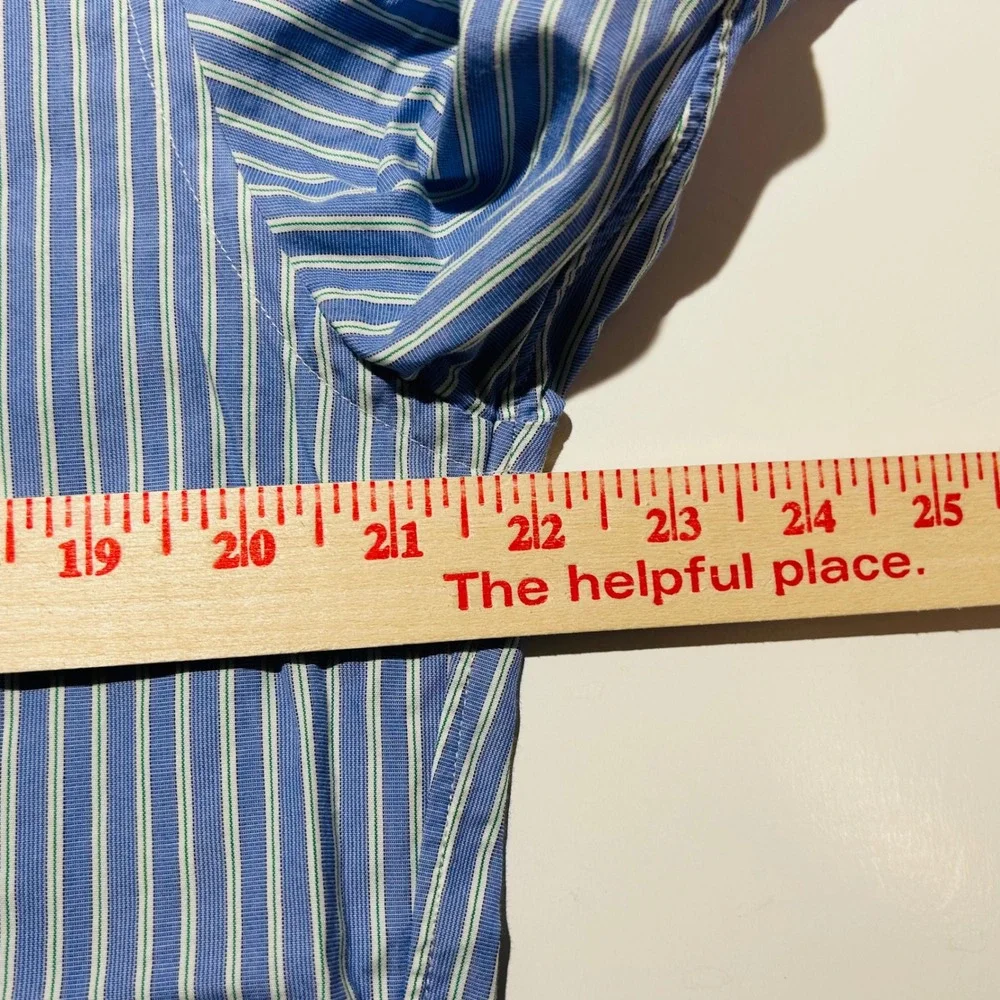 J. Crew Medium Haberdashery Button Down Shirt Blue Striped 80s 2 Ply Cotton Mens